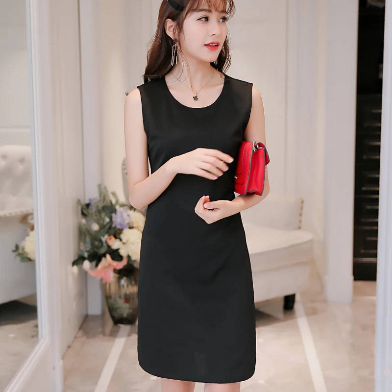 Весна/Лето 2018 Новое Женское тонкое корейское платье без рукавов модное вязаное