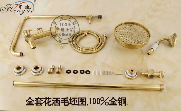 

Bathroom Retro antique copper Brass Bathtub Shower Set Wall Mounted 8" Rainfall Shower Mixer Tap Faucet 3-functions Mixer Valve