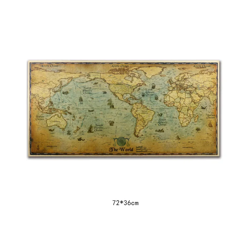 Zotoone морских океана морские карта мира ретро старый Art Бумага Картина Home Decor