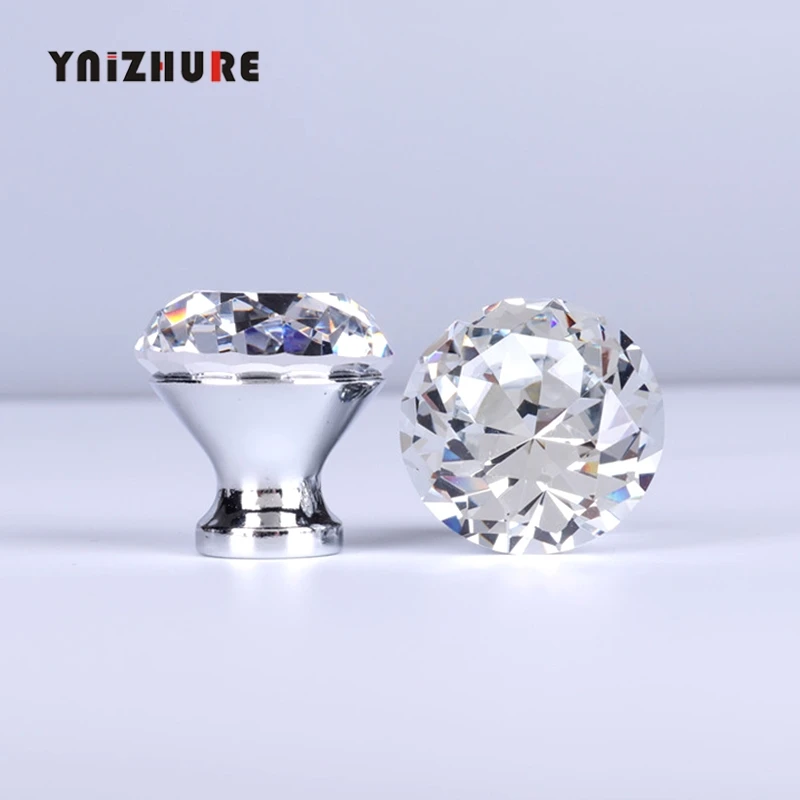 

YNIZHURE Brand Design Diamond Shape Crystal Glass Knobs Cupboard Drawer Pull Kitchen Cabinet Door Wardrobe Handles 1PC