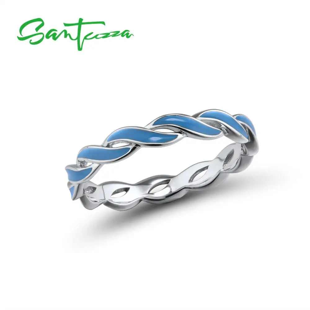 SANTUZZA 925 пробы серебряные кольца для женщин Красочные витые стекируемые кольца вечности кольца модные ювелирные изделия ручной работы с эмалью