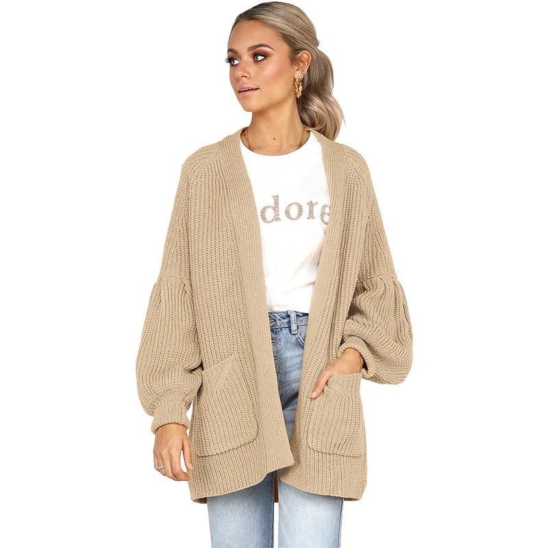 Casual Loose Autumn Women Sweaters 2018 New Fashion Long-sleeved V-neck Open Stitch Pocket Cardigan Warm Outwear Coats Female |