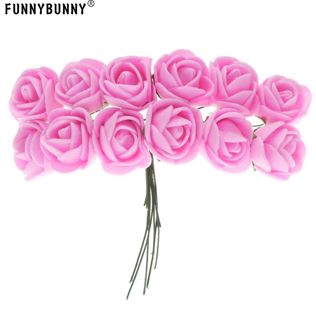 FUNNYBUNNY 12 шт./лот Мини роза искусственный цветок Пена Цветок сделай сам шар