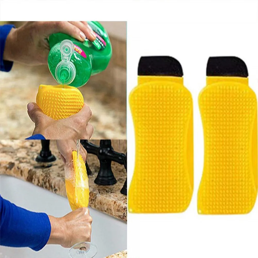 1 шт. силиконовая губка для мытья посуды скруббер кухонное очищающее