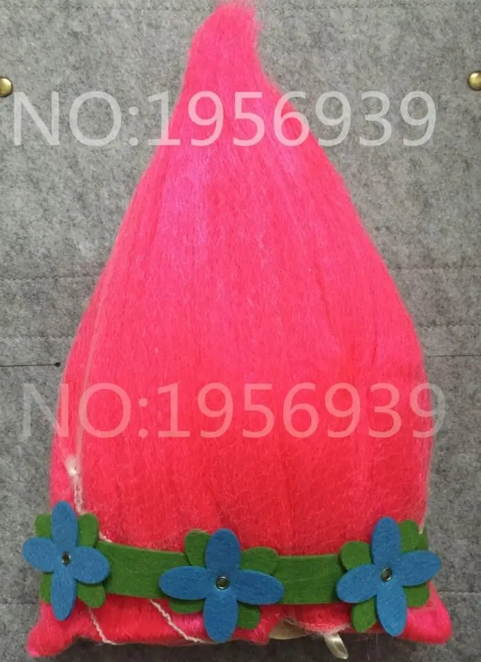 Парик тролля Поппи с цветком повязка на голову для детей 36 см Детский парик