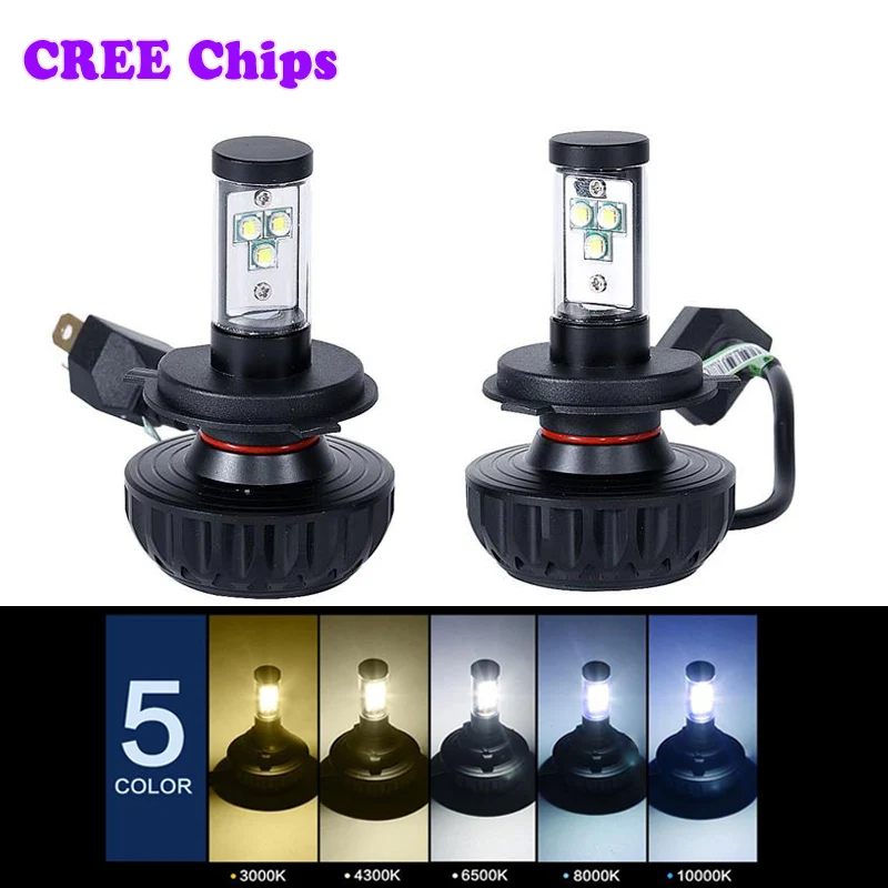 2x CREE Chips H4/H7/9005/9006/H3/H11/H13 светодиодный светильник на голову 4400lm автомобильный