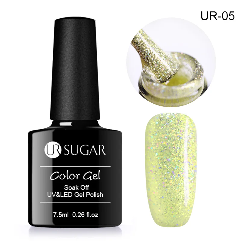 Glitter5 Ur Sugar 7,5 мл голографический Желейный Гель-лак летний розовый цветной Блестящий Кристальный гель впитывающий ногти УФ Гель-лак для ногтей лак - Цвет: Glitter5