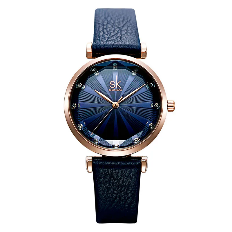 Shengke Genuine Leather Women Top Brand Luxury Crystal Ladies Quartz Wrist Watches Fashion Casual Female Relogio Feminino New671 | Наручные