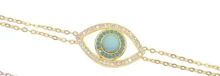 gold turquoise Подлинный 925 пробы Серебряный цветной сглаза браслет цепочка 8 цветов на удачу турецкие браслеты в богемном стиле для женщин подарок для девушек - Окраска металла: gold turquoise