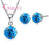 top quality shining clear cz jewelry sets for ladies pure silver accessories pretty good pendant necklace stud earring