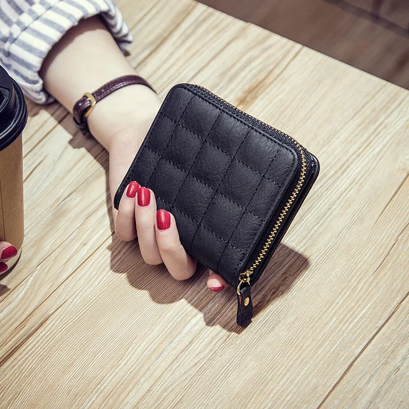

Coofit Womens Lattice Thread Synthetic Leather Money Credit Card Holder Short Bifold Wallet Purse Christmas Classics Plaid Style