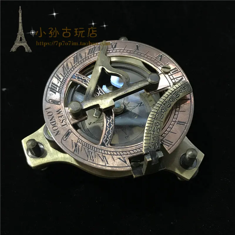 Редкий Старый Западный Лондон медный морской sundial компас с отметкой бесплатная
