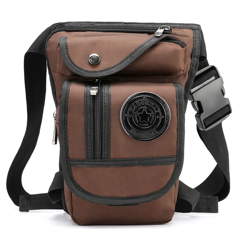 Coffee Nylon Мужская винтажная поясная сумка с заниженной ногой, поясная сумка для бедер, Военная Тактическая Сумка для путешествий, мотоциклетная нейлоновая/парусиновая поясная сумка для верховой езды - Цвет: Coffee Nylon