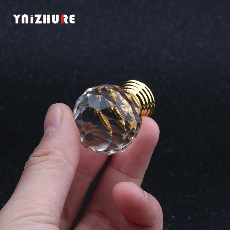 Фирменный дизайн 10 шт 30 мм Хрустальные стеклянные ручки золотые для выдвижных