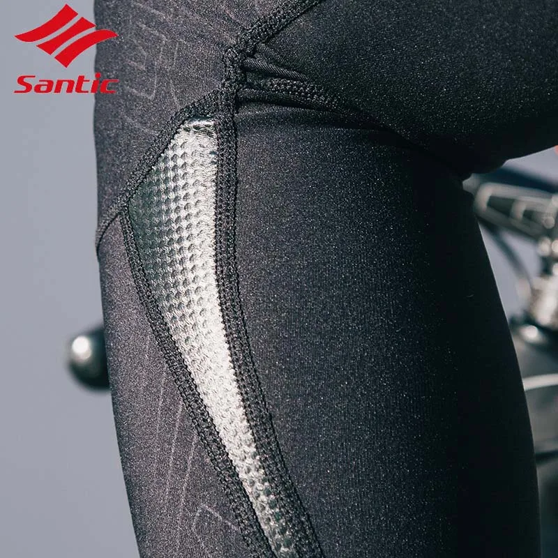 Santic эластичные компрессионные Осенние Зимние флисовые рукава для ног Велоспорт