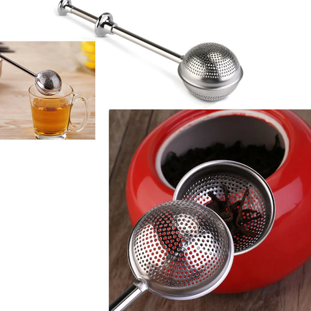 

Tea Infuser Stainless Steel Tea Filter Ball Push Rod Mesh Tea Ball Strainer Spice Teaware Tool Accessories