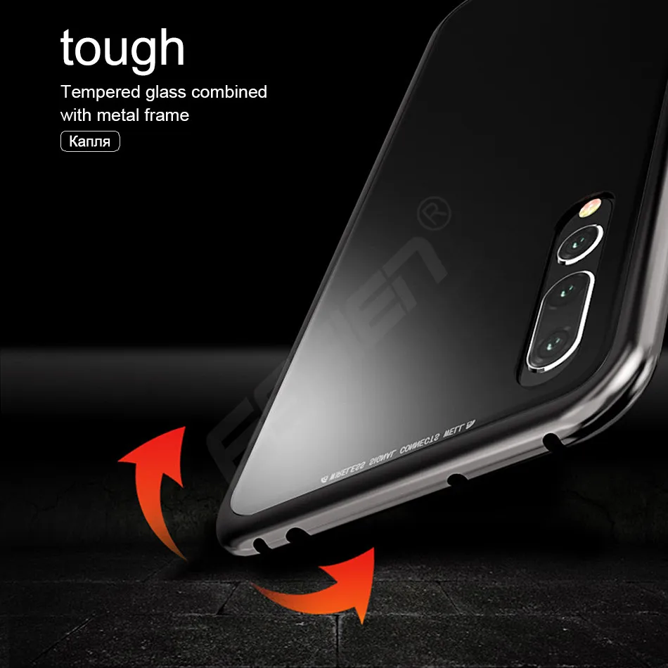 Магнитный откидной металлический чехол для телефона Xiaomi Redmi note 9 pro магнитное