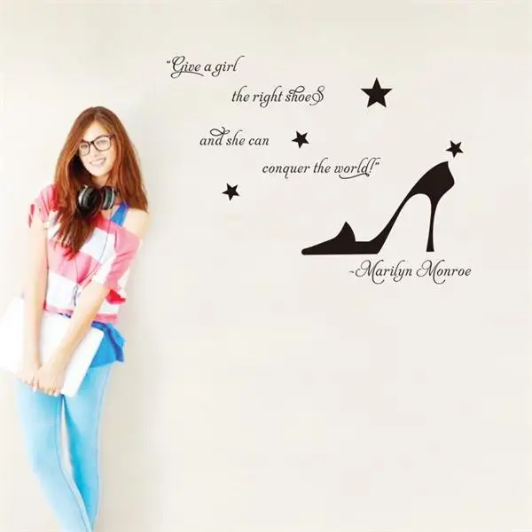 Обувь на высоком каблуке для девочек Marian Monroe английская Цитата настенные