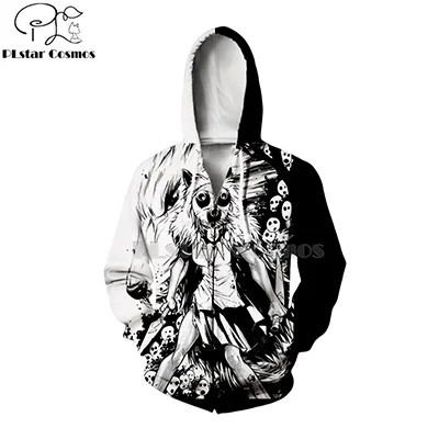 zip hoodies Принцесса Мононоке 3d толстовки/свитшоты волки крови и фехтовальщик японского аниме Мода стиль длинный рукав топы-8 - Цвет: zip hoodies