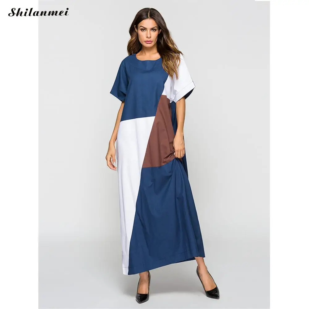 Женское длинное платье кафтан хлопковое в арабском стиле пэчворк турецком для