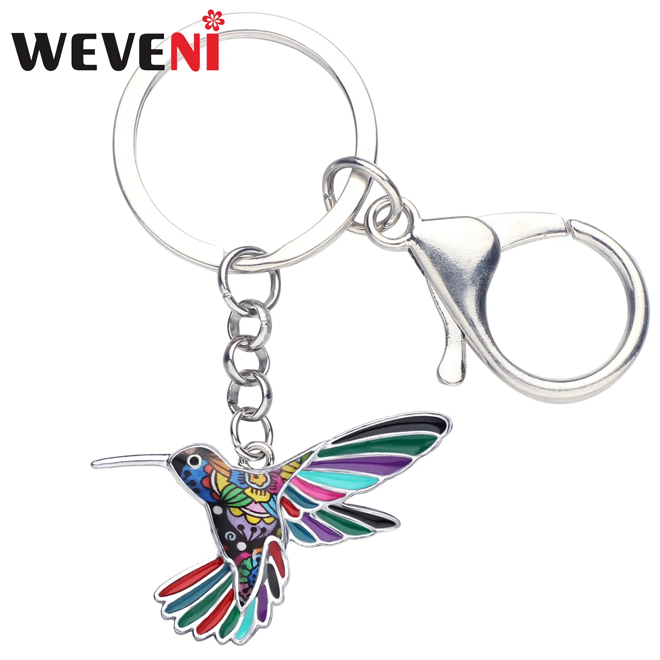 

WEVENI Enamel Alloy Fashion Hummingbird Bird Key Chain Keychain Holder Animal Jewelry For Women Girls Bag Car Wallet Charms Gift