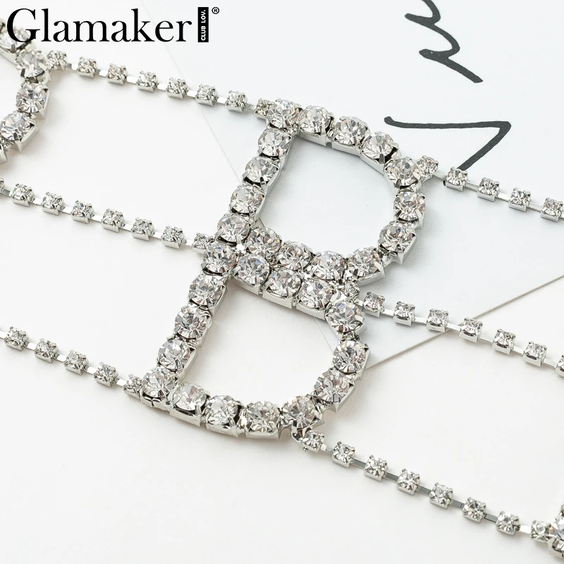 Glamaker, стразы, шикарное, широкое, блестящее, женское колье, чокер, Буква B, серебряное, женское ожерелье, хорошее ювелирное изделие, вечерние аксессуары