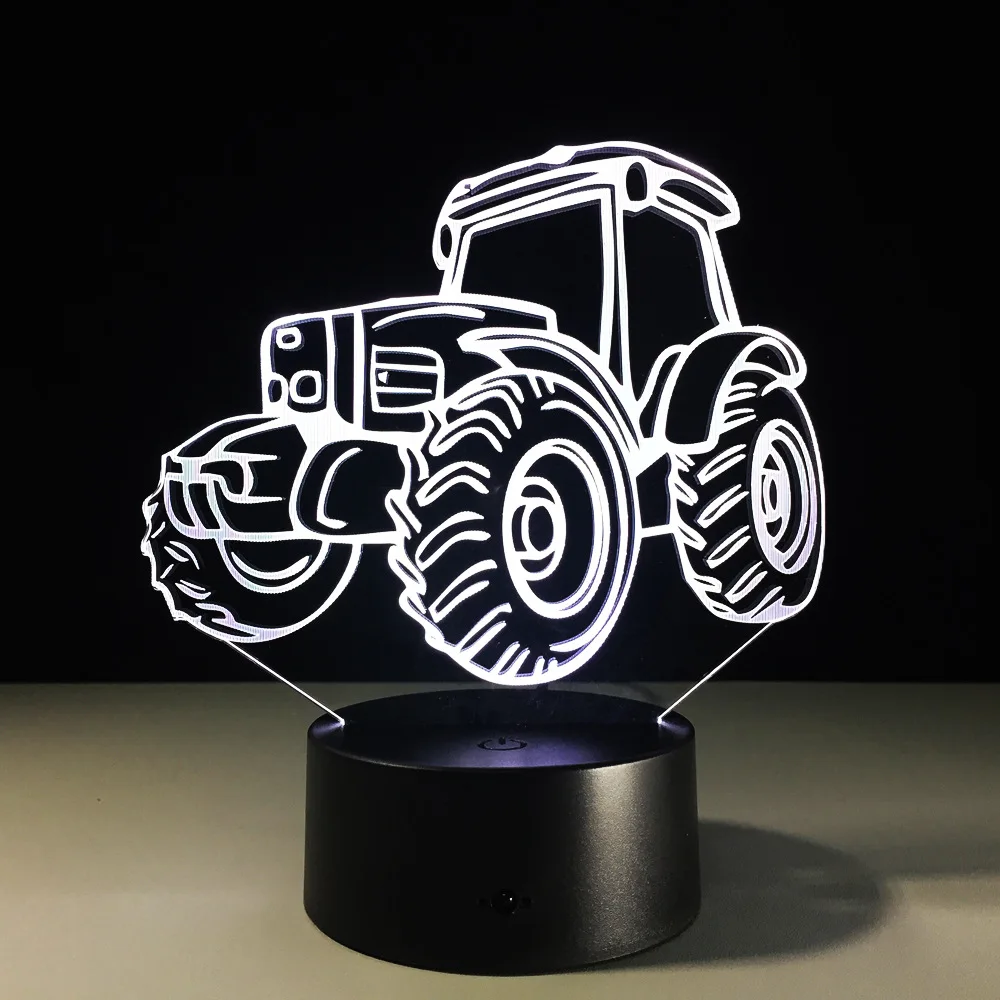 Моторный Трактор Автомобиль 3D деко светильник автомобильных Форма USB зарядка