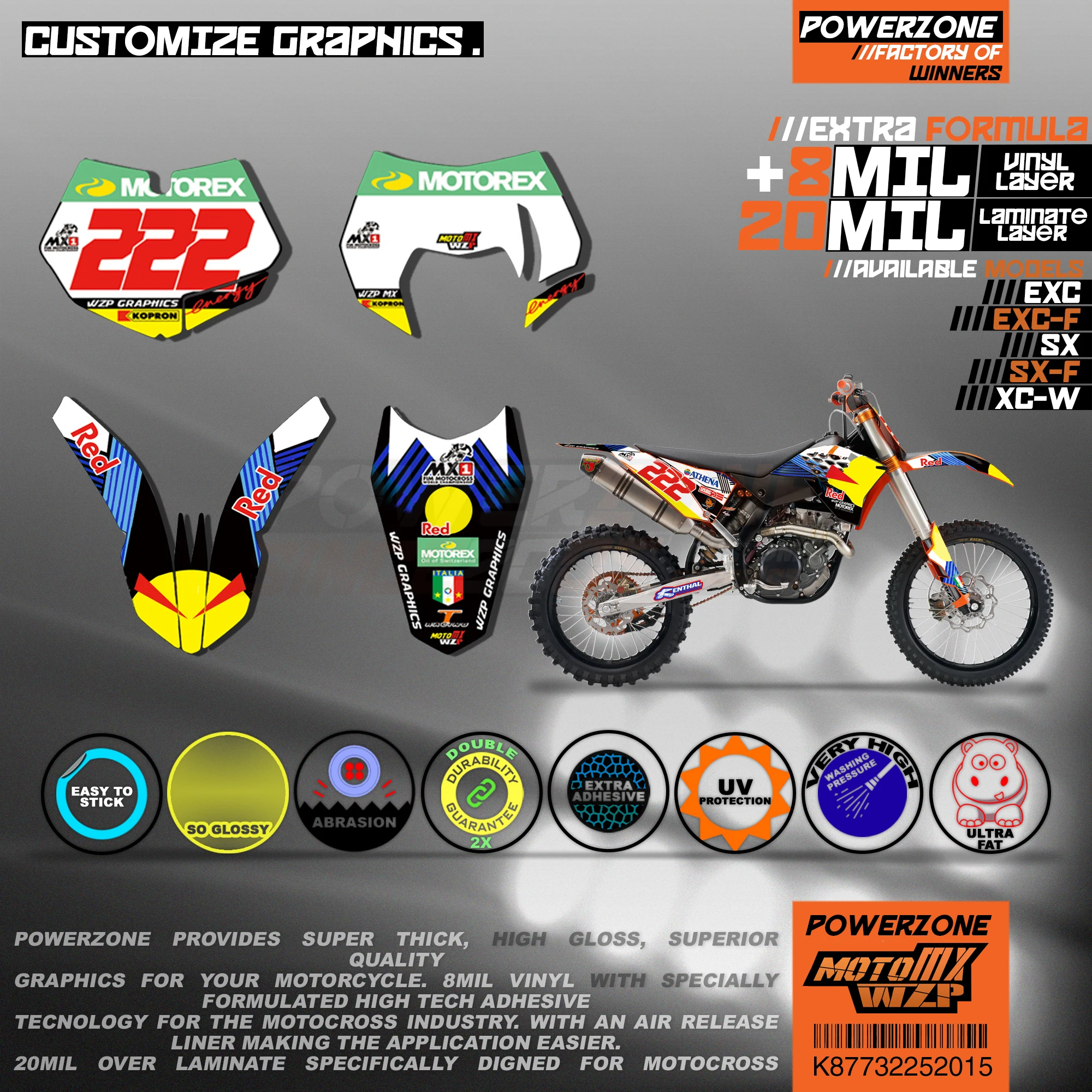 Персонализированные графические фоны PowerZone Team наклейки 3M Набор наклеек для KTM SX SXF