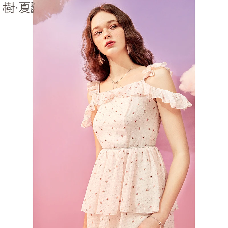 Жаккардовое шифоновое платье ARTKA без бретелек с высокой талией и коротким