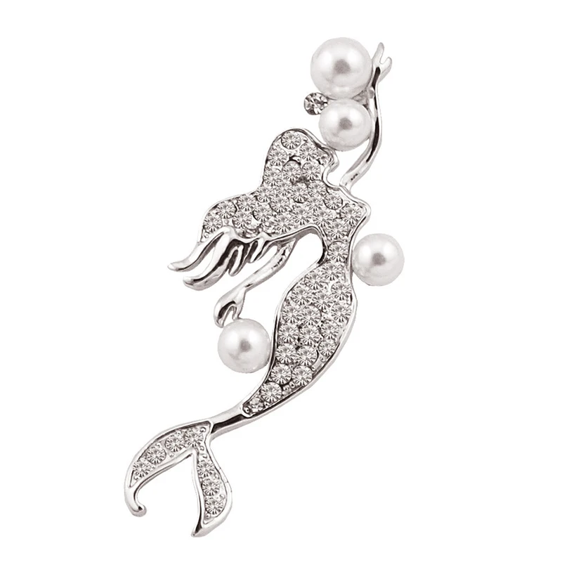 Crazy Feng роскошные матовые серебряные/золотые броши русалки со стразами и