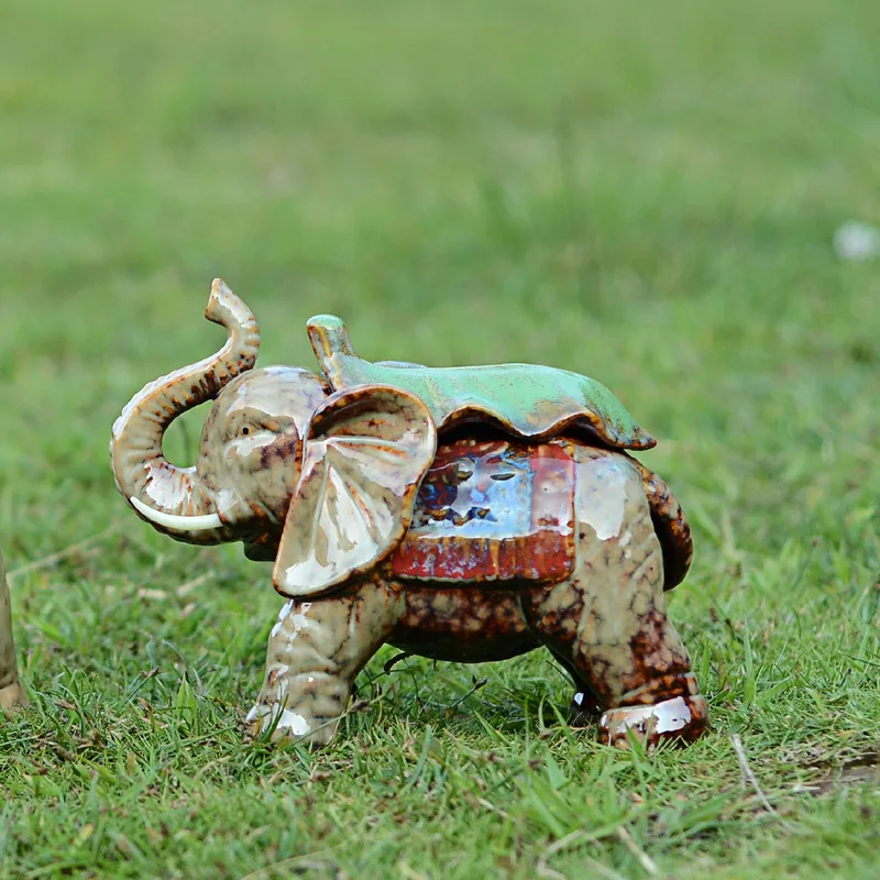 Decorative Figurines Animal Elephant Statue Ceramics Craft Garden Ornaments Home Decoration Accessories | Дом и сад