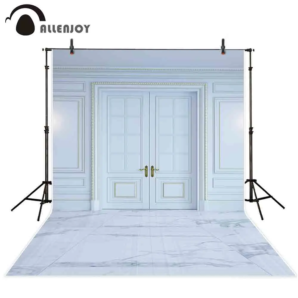 Allenjoy белая деревянная Роскошная дверь Золотая рамка мраморный пол наружный