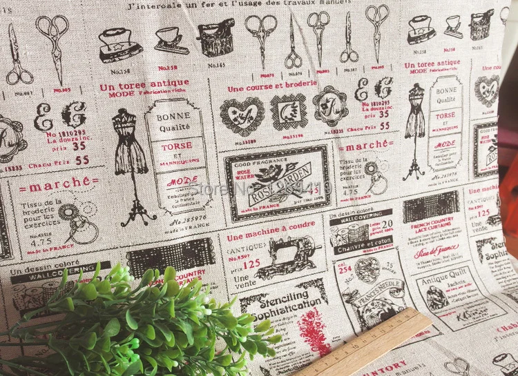 140*50CM High quality Retro Stamp Cotton Linen fabric telas DIY patchwork Doll cloth Sewing tablecloth curtain textile Tecido | Дом и сад