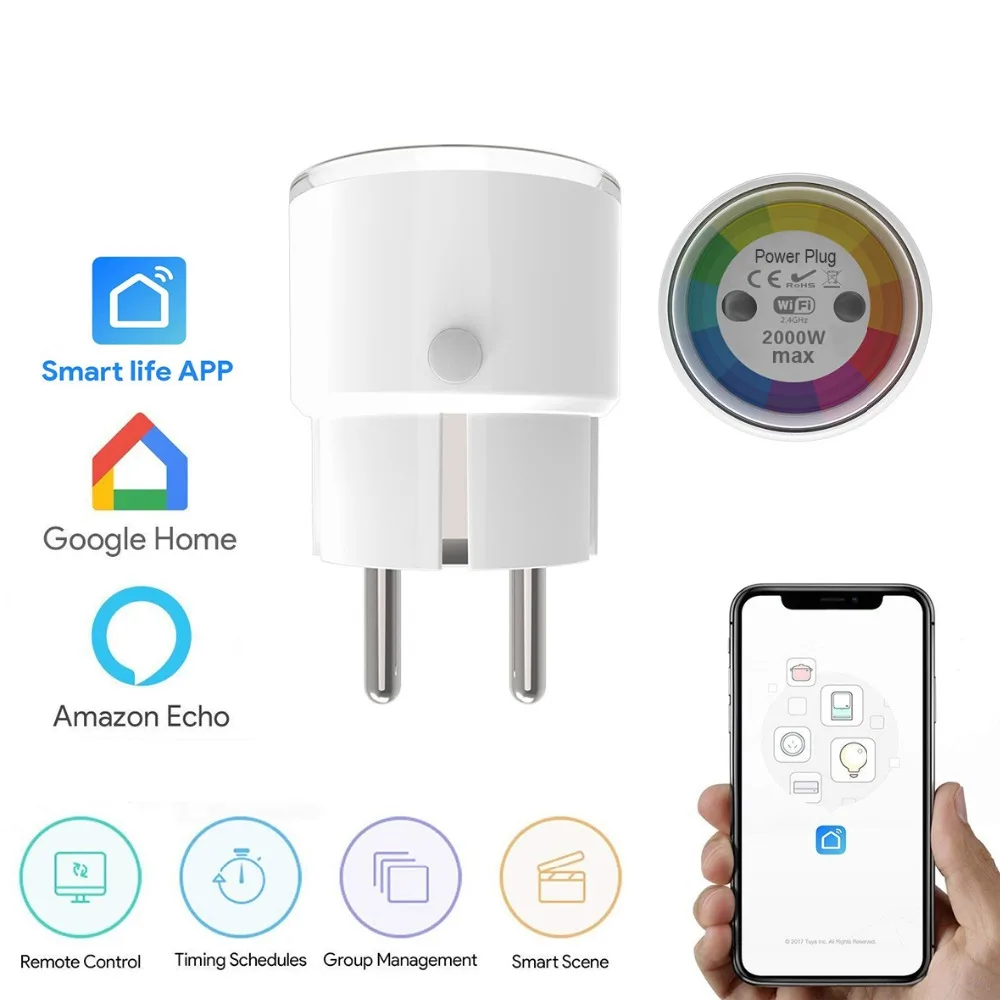 Умная Мини розетка Tuya Smart life с поддержкой Wi Fi и ЕС 2300 Вт 10 А|Умные розетки| |