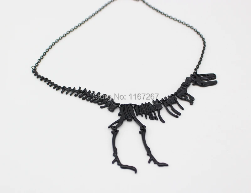 new arrival Hot ! 3color Vintage Metal Fashion Walking Dinosaur Skeleton Tyrannosaurus Pendant Necklace Wholesale Jewelry | Украшения и