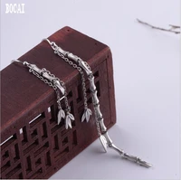 real s925 solid sterling silver ladies vintage ethnic style bamboo long tassel ab version thai silver earrings