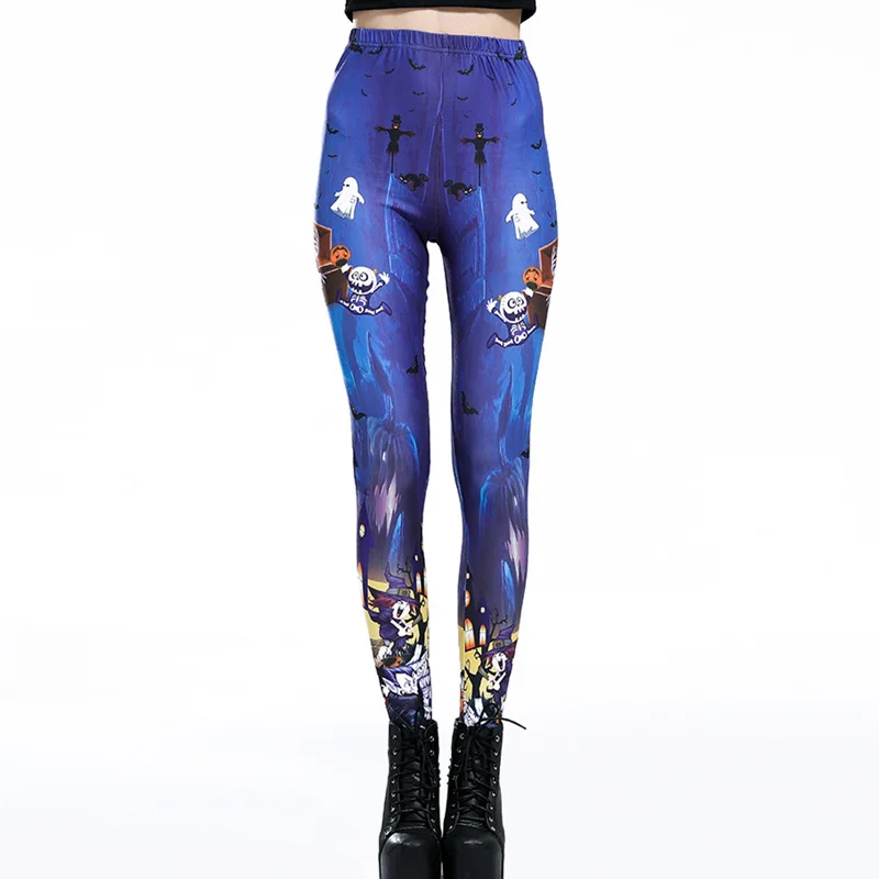 Модные женские леггинсы с рисунком Галактики для Хэллоуина стильные принтом