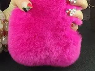 LaMaDiaa роскошный Теплый мягкий меховой чехол для телефона для iPhone 11 Pro Max XR 6 6s Bling Diamond чехол-держатель с кольцом для iPhone 6 6s 7 8 Plus - Цвет: hot pink fur