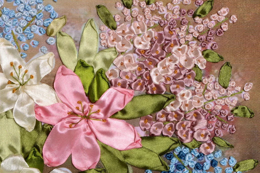 Набор для вышивки лентами 60x50 см сохраняющие ароматы цветы набор рукоделия