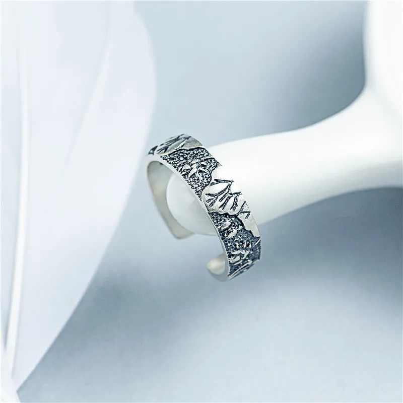 Винтажные кольца унисекс с логотипом дерева 100% Стерлинговое Серебро 925 пробы