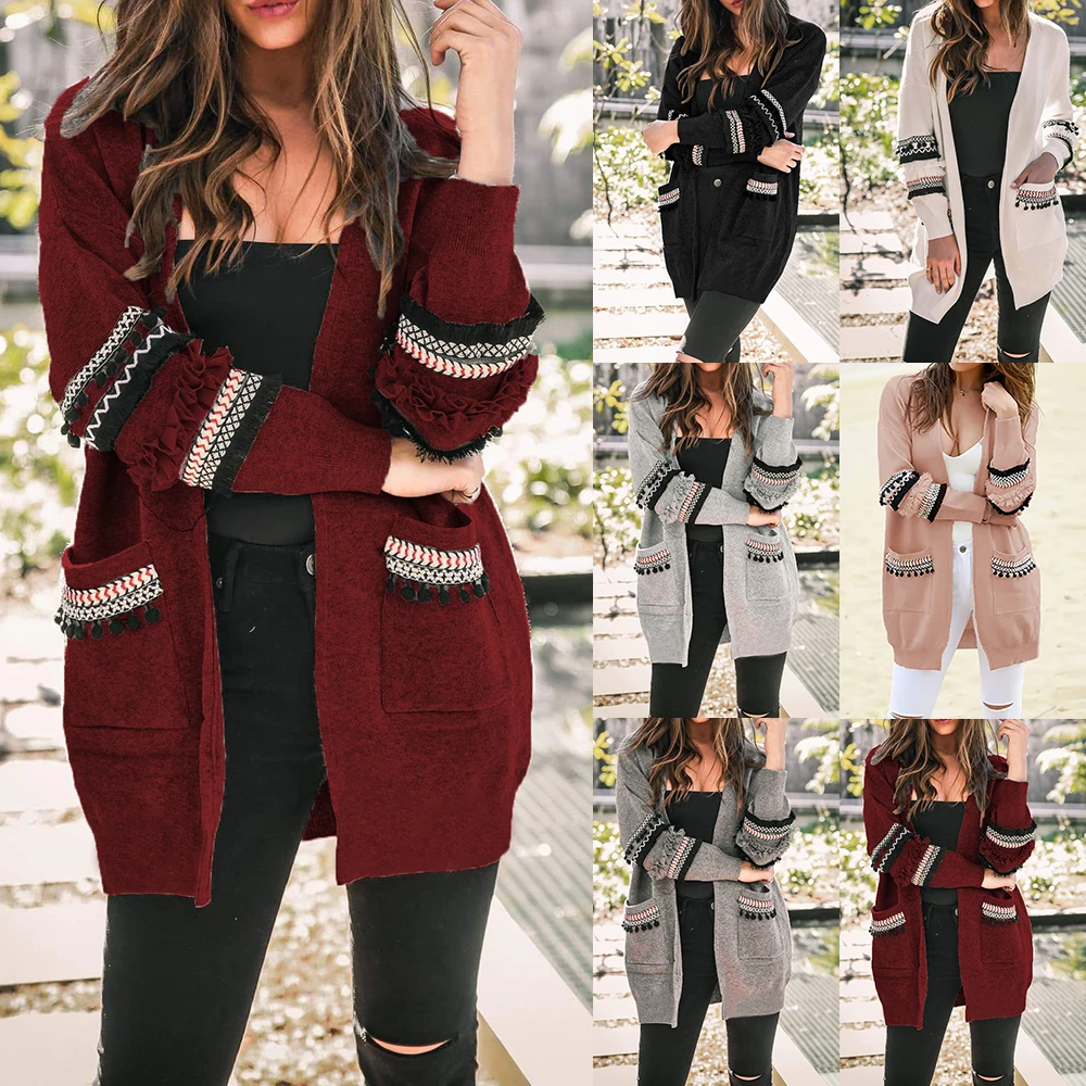 Богемный кардиган свитера 2019 свободное зимнее пальто женские Modish Tricot Casacos Mujer