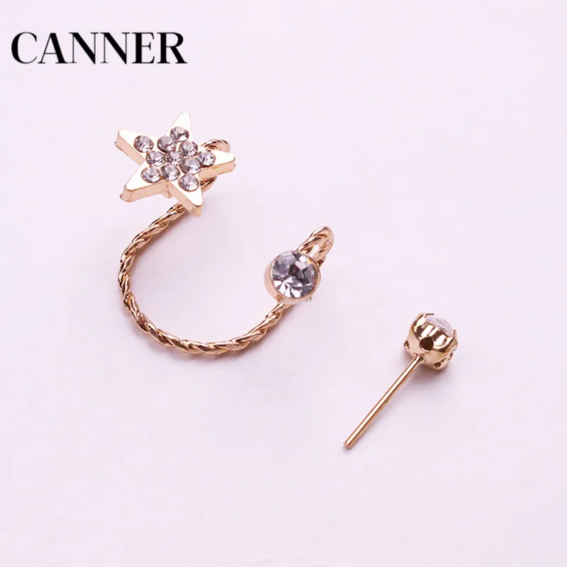 Женские серьги с пентаграммой Canner золотистые и Серебристые кристаллами стразы