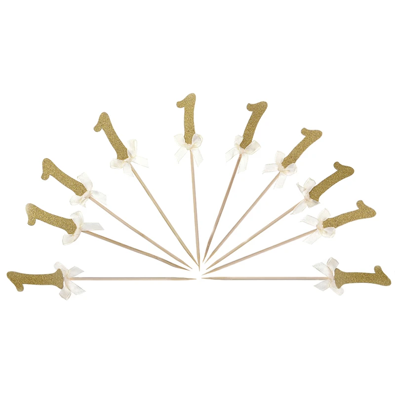 10 шт. первый день рождения кекс верхние части 1 е украшение для вечеринки