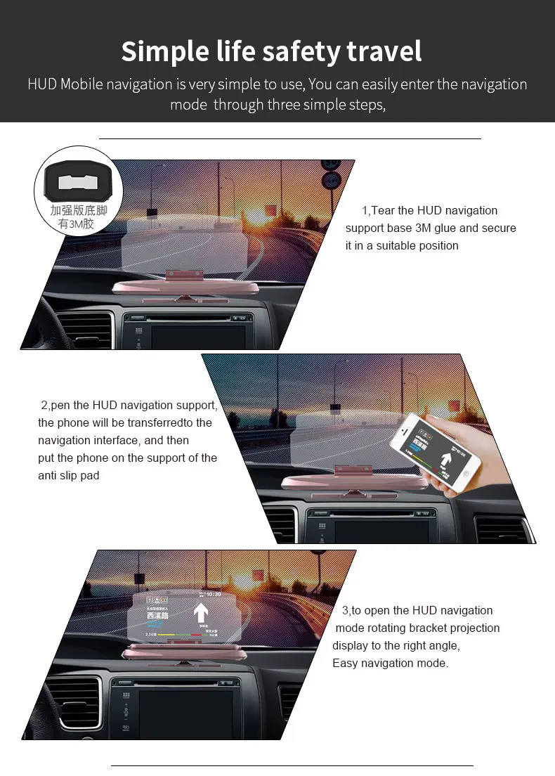 HUD мобильный навигатор Универсальный Автомобильный держатель для телефона лобовое стекло проектор дисплей 6,5 дюймов для iPhone/samsung/xiaomi gps HUD