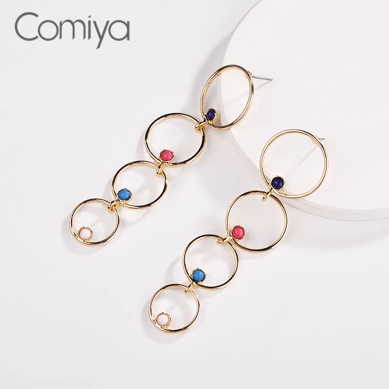 Элегантные серьги Comiya золотистого цвета цинковый сплав стразы мозаика OL Lady Aretes De