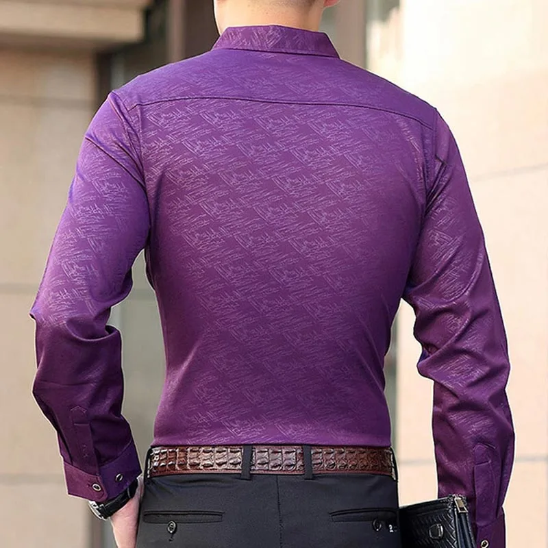 Рубашка мужская хлопковая с длинным рукавом деловая повседневная принтом на