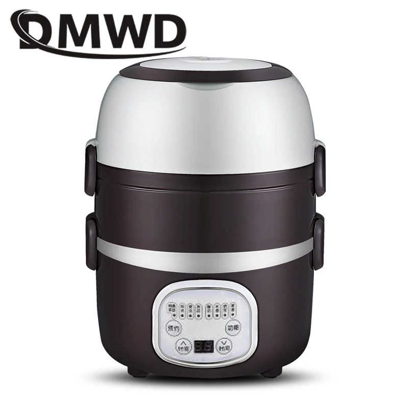 DMWD мини-рисоварка, портативная, 2/3 слоев, коробка для еды, Ланч-бокс, пароварка, тепловой горшок для приготовления пищи, Подогрев пищи, Электрический Ланчбокс, контейнер, ЕС