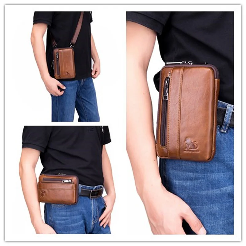 Мужские поясные сумки из 100% натуральной бычьей кожи маленькие мужские Наплечные