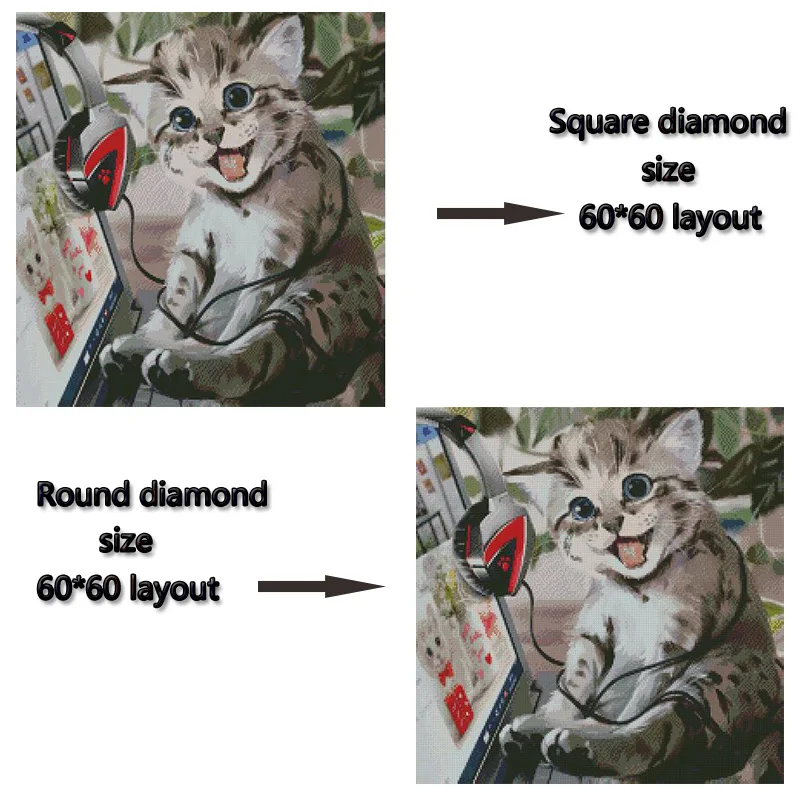 DIY 5D Diamond Painting Mosaic Cartoon Music Cat Animals Handmade Cross stitch Set Embroidery 148 | Дом и сад