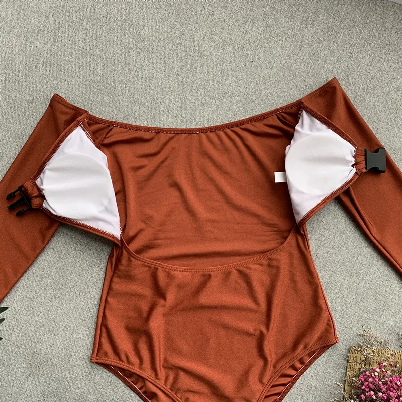Bikinx бикини с вырезами и пряжкой 2019 mujer монокини длинным рукавом купальник для